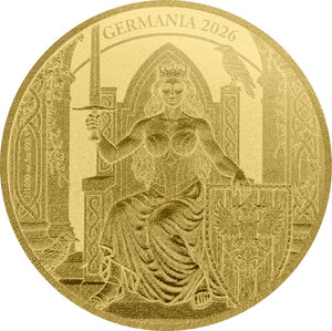 Monnaie GERMANIA Queen on the Throne 1/1000 Oz Or 1 Mark Germania 2026 (PRÉCOMMANDE)
