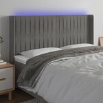 vidaXL Tête de lit à LED Gris clair 163x16x118/128 cm Velours