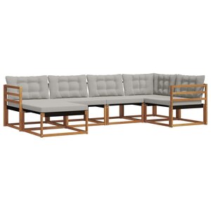 vidaXL Ensemble de canapés d'extérieur 6 pc Gris Naturel et Clair