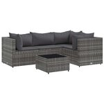 vidaXL Salon de jardin 5 Pièces avec coussins Gris Résine tressée