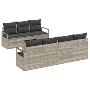 vidaXL Ensemble de Canapés avec coussin 8 Pièces Gris clair polyrotin