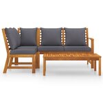 Salon de jardin meuble d'extérieur ensemble de mobilier 4 pièces avec coussin bois d'acacia solide 02_0016071