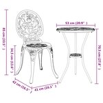 vidaXL Ensemble bistro de jardin 3 Pièces Blanc Aluminium