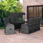 vidaXL Ensemble de salle à manger de jardin et coussins 9 Pièces Gris