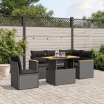 vidaXL Salon de jardin 6 Pièces avec coussins noir résine tressée