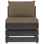 vidaXL Canapé central sectionnel avec coussins Bois imprégné de gris