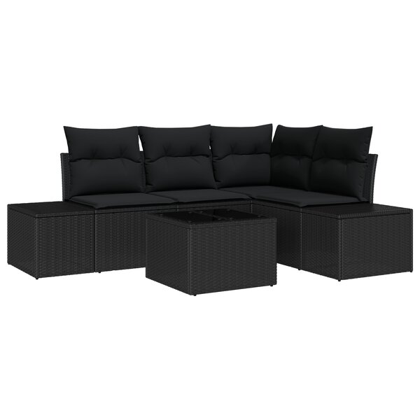 vidaXL Ensemble de canapé de jardin 5 pièces avec coussins Beige Poly Rattan