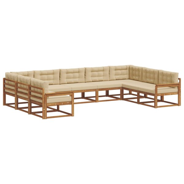 vidaXL Ensemble de canapés d'extérieur 9 pc Naturel et Beige