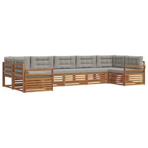 vidaXL Ensemble de canapés d'extérieur 7 pc Gris Naturel et Clair