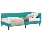 vidaXL Cadre de lit d'angle avec matelas 2 pc Turquoise 90 x 200 cm