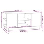 vidaXL Table basse Gris 90x49x40 5 cm Bois massif de pin