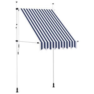 vidaXL Auvent rétractable manuel 150 cm Rayures bleues et blanches