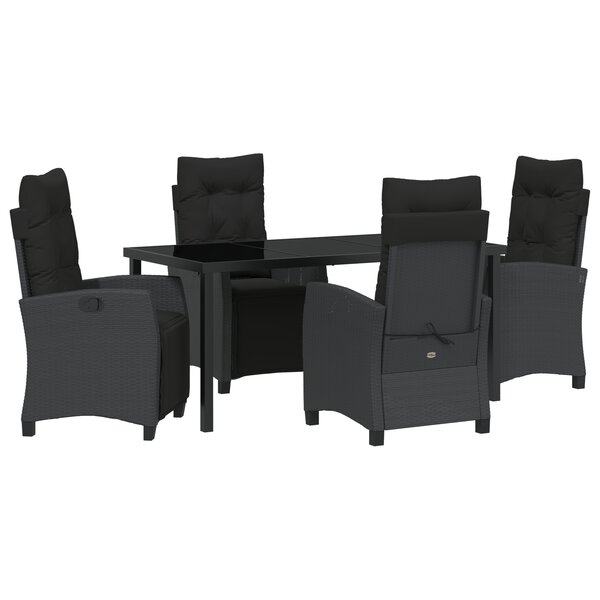vidaXL Ensemble de repas de jardin 5 pièces Noir Poly Rattan