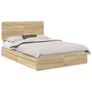 vidaXL Lit de Rangement Chêne Sonoma 140 x 200 cm Bois d'ingénierie