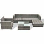 vidaXL Salon de jardin 6 Pièces avec coussins résine tressée gris