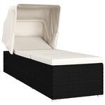 vidaXL Chaise longue avec auvent et coussin Résine tressée Blanc crème