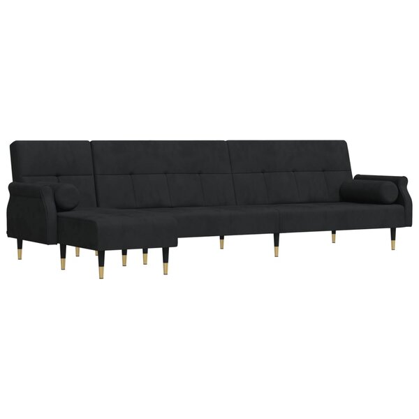 vidaXL Canapé-lit en forme de L noir 271x140x70 cm velours