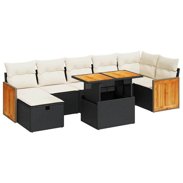 vidaXL Salon de jardin 5 Pièces avec coussins noir résine tressée