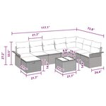 vidaXL Ensemble de canapé de jardin avec coussin 9 Pièces Gris Poly rotin