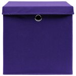 vidaXL Boîtes de rangement et couvercles 4 Pièces Violet 32x32x32cm Tissu