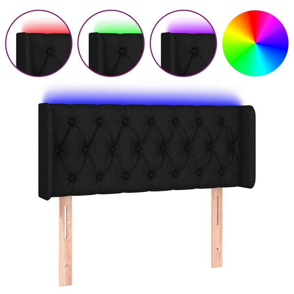 vidaXL Tête de lit à LED Noir 103x16x78/88 cm Tissu