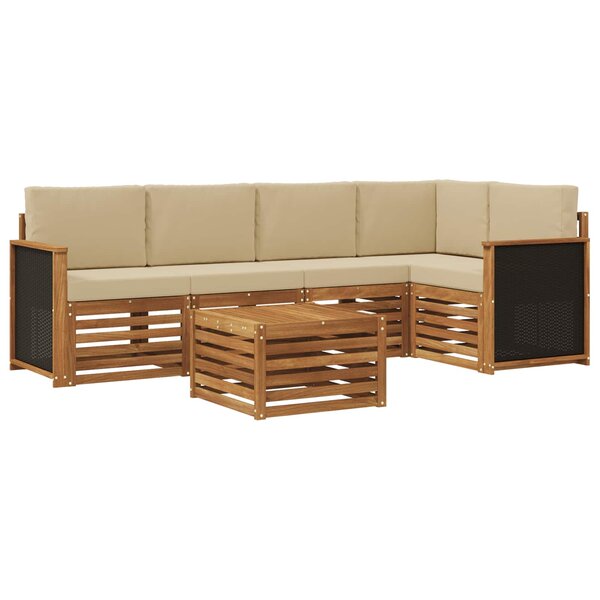 vidaXL Ensemble de canapés d'extérieur 5 pc Naturel