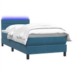 vidaXL Sommier à lattes de lit et matelas et LED bleu foncé 90x210 cm velours