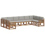 vidaXL Ensemble de canapés d'extérieur 10 Pièces Gris Naturel et Clair