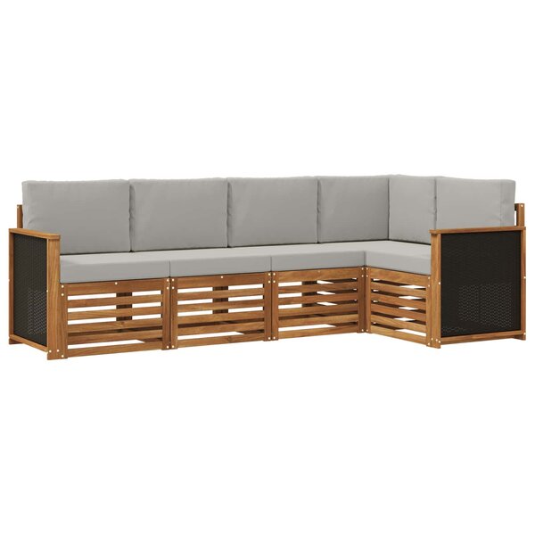 vidaXL Ensemble de canapés d'extérieur 4 pc Naturel et gris clair