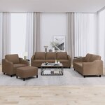 vidaXL Ensemble de canapés 4 Pièces avec coussins Marron Tissu