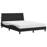vidaXL Lit avec matelas Hanko noir 120x200 cm velours