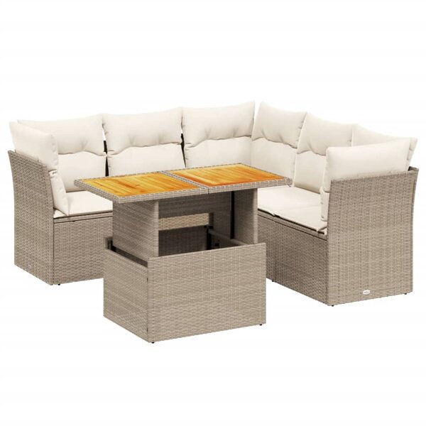 vidaXL Salon de jardin avec coussins 5 Pièces beige résine tressée