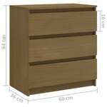 vidaXL Table de chevet Marron miel 60x36x64 cm Bois de pin massif