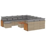 vidaXL Salon de jardin avec coussins 13 Pièces beige résine tressée