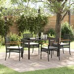 vidaXL Ensemble de salle à manger pour jardin 5 Pièces Noir polyrotin
