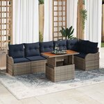 vidaXL Ensemble de canapé de jardin 7 Pièces Gris et bleu marine