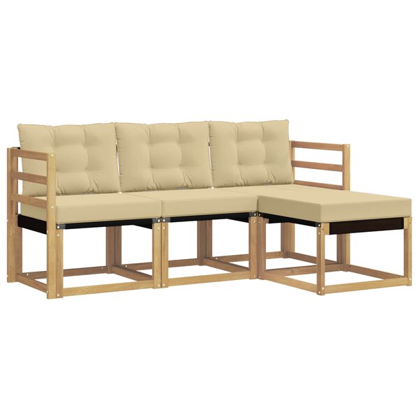 vidaXL Ensemble de canapés d'extérieur 4 pc Blanc et Beige