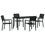 vidaXL Ensemble de Salle à Manger de Jardin 5 Pièces Noir HDPE