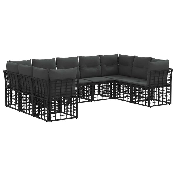 vidaXL Ensemble de canapés d'extérieur Noir et Gris foncé Polyester