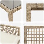 Ensemble de salle à manger de jardin 9 pièces avec coussins beige en poly rattan
