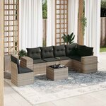 vidaXL Salon de jardin avec coussins 7 Pièces gris clair résine tressée