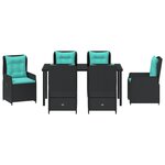 vidaXL Ensemble de salle à manger pour jardin 7 Pièces Noir Poly rotin