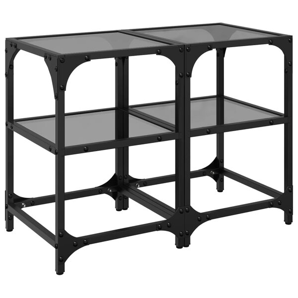 vidaXL Tables basses avec dessus en verre noir 2 Pièces 30x30x45 cm acier