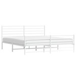 vidaXL Cadre de lit métal sans matelas et pied de lit blanc 183x213 cm