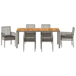 vidaXL Ensemble de jardin 7 pièces avec coussins gris en poly rotin