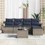 vidaXL Ensemble de canapé de jardin avec coussin 6 Pièces Gris polyrotin