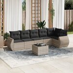 vidaXL Salon de jardin avec coussins 7 Pièces gris clair résine tressée