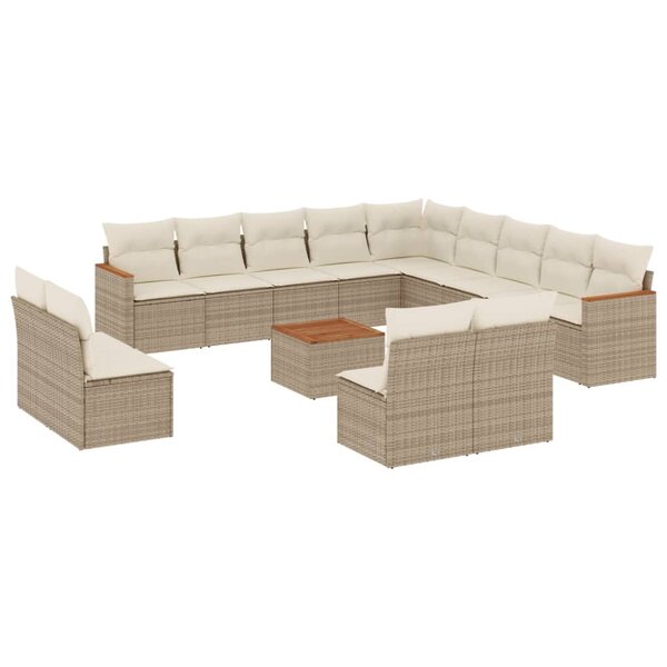 vidaXL Salon de jardin avec coussins 14 Pièces beige résine tressée
