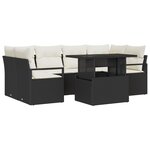 Ensemble de Canapé de Jardin de 7 pièces avec Coussins en Rattan Poly Noir