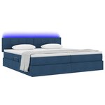 vidaXL Lit de rangement LED avec matelas Bleu 200 x 200 cm Tissu